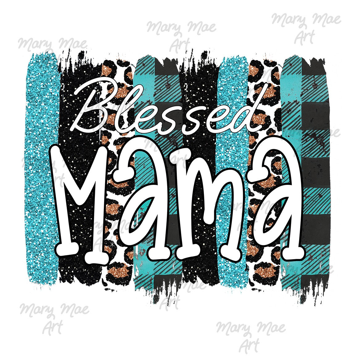Blessed Mama brushstrokes blue, Sublimation png file/Digital