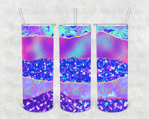 Purple Blue Crystal, 20 oz. Skinny Straight, Sublimation Transfer