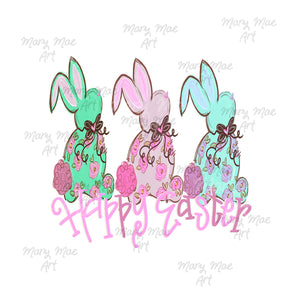 Happy Easter Three Bunnies- Sublimation Transfer