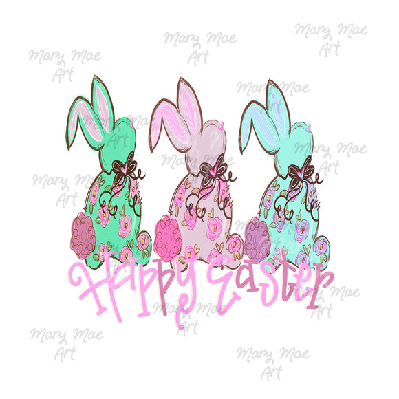 Happy Easter Three Bunnies- Sublimation Transfer