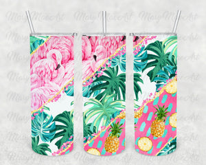 Summer Flamingo, 20 oz. Skinny Straight, Sublimation Transfer