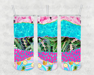 Summer Pool, 20 oz. Skinny Straight, Sublimation Transfer