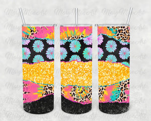 Tie Dye Leopard Bright, 20 oz. Skinny Straight, Sublimation Transfer