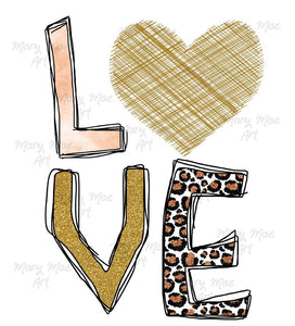 LOVE Doodle Letters Leopard Sublimation Transfer