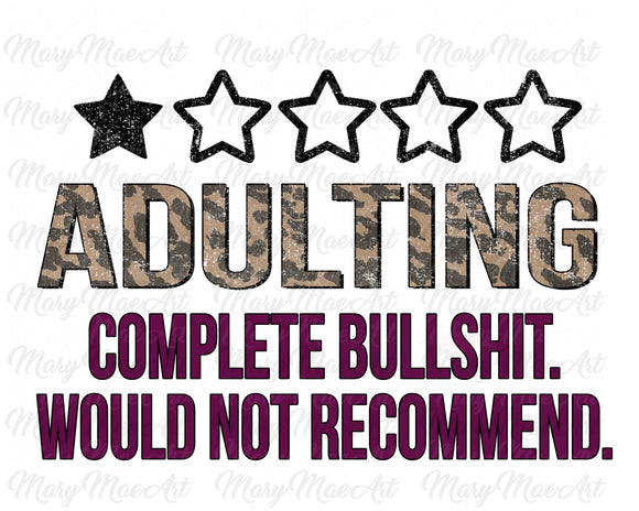 Adulting One star - Sublimation Transfer