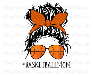 Basketball Mom, Messy bun, Orange - Sublimation Transfer