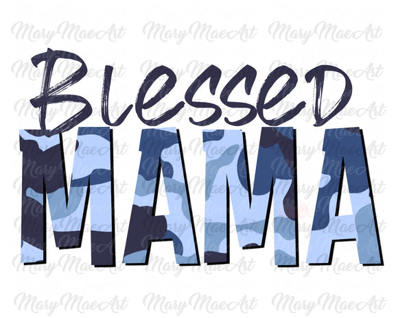 Blessed Mama (blue camo) - Sublimation Transfer