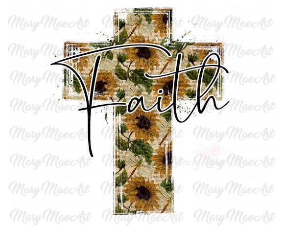 Faith Sunflower Cross - Sublimation Transfer