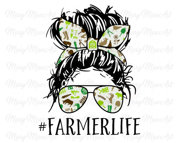 Farmer Life, Messy bun - Sublimation Transfer