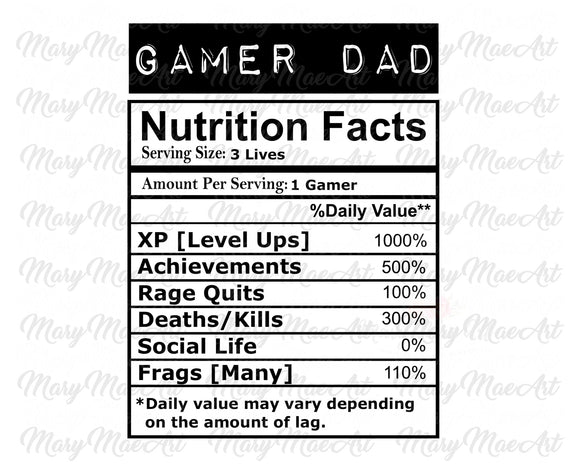 Gamer Dad Facts - Sublimation Transfer