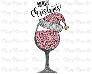 Merry Christmas wine glass of gems - Sublimation Transfer