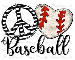 Peace Love Baseball - Sublimation Transfer
