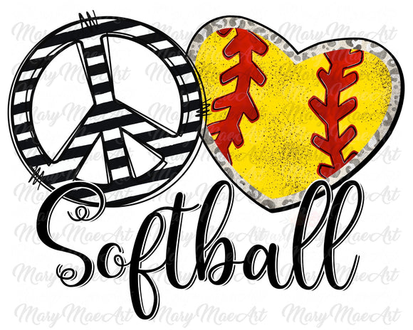 Peace Love Softball - Sublimation Transfer