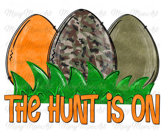 The Hunt is On, Camo Egg - Sublimation Transfer