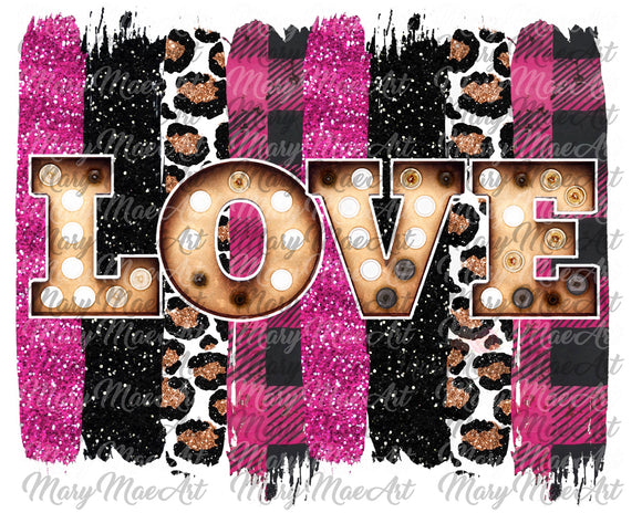 Love Pink Leopard Brushstrokes, Sublimation png file/Digital Download