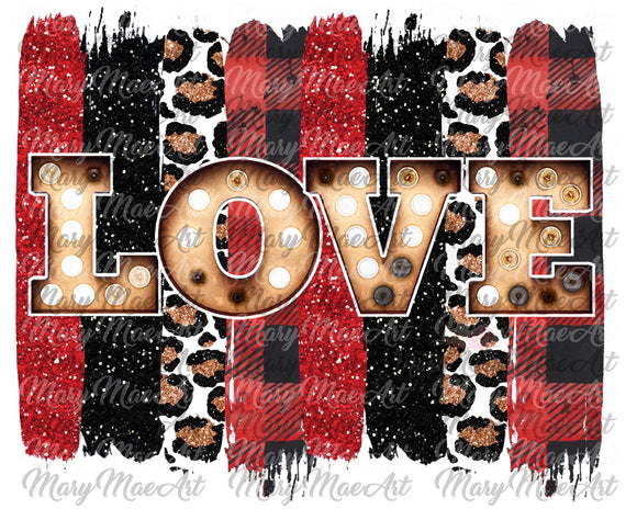 Love, Red leopard brushstrokes - Sublimation Transfer