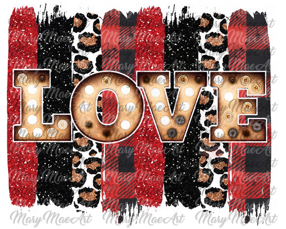 Love Red Leopard Brushstrokes, Sublimation png file/Digital Download