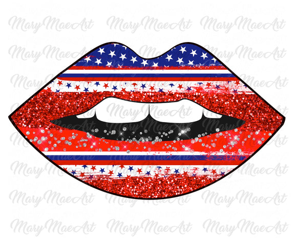Red White Blue Lips - Sublimation Transfer