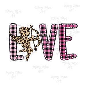 Love Cupid Leopard and Plaid - Sublimation Transfer