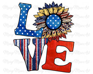 Love Patriotic Sunflower - Sublimation Transfer