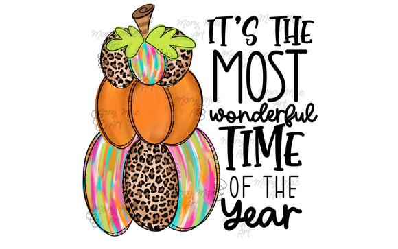 It's the Most Wonderful Time of the Year, Stacked Leopard Pumpkin - Sublimation Transfer