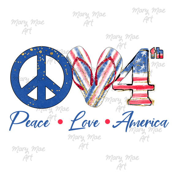 Peace Love America - Sublimation or HTV Transfer