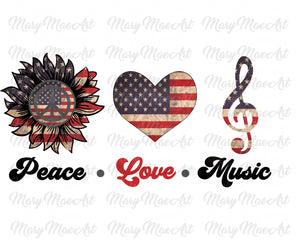 Peace Love Music - Sublimation Transfer