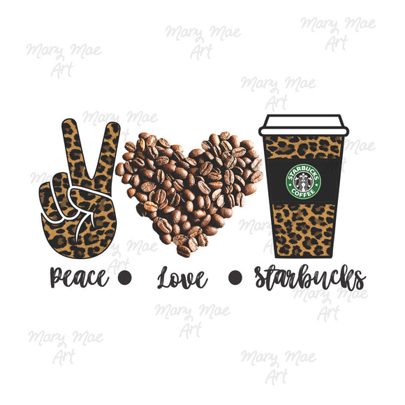 Peace - Love - Coffee, Sublimation Transfer