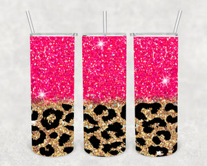 Pink Leopard, 20 oz. Skinny Straight, Sublimation Transfer