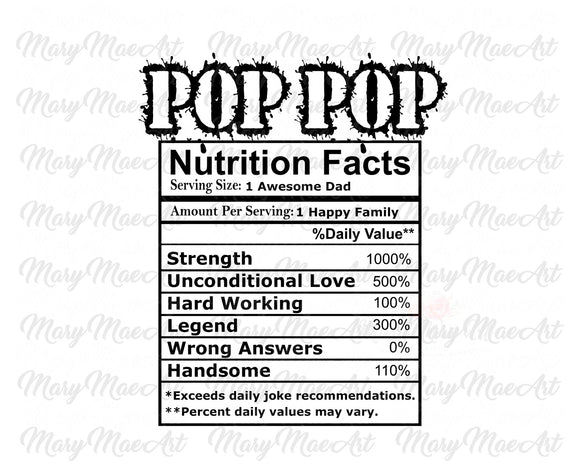Pop Pop Facts - Sublimation Transfer