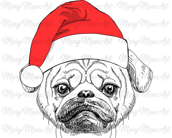 Pug Santa -Sublimation Transfer