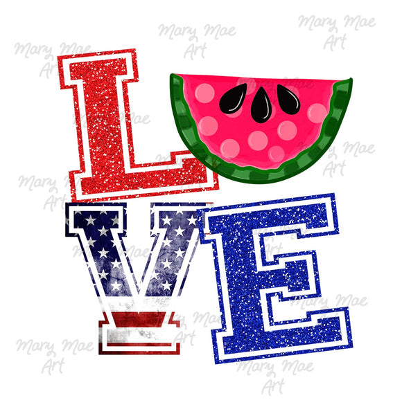Love USA, 4th of July, Watermelon - Sublimation Transfer