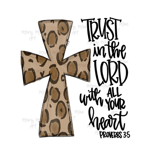 Trust in the Lord Leopard Cross- Sublimation Transfer