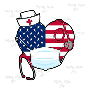 Nurse Heart US Flag - Sublimation or HTV Transfer