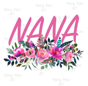 Nana with Flowers Pink - Sublimation Transfer