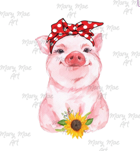Pig with Sunflower - Sublimation or HTV Transfer