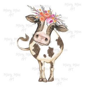 Cow with Flowers  - Sublimation or HTV Transfer