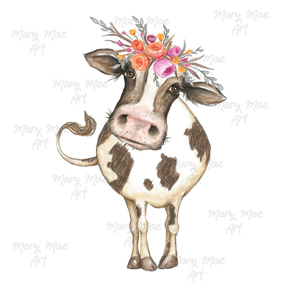 Cow with Flowers  - Sublimation or HTV Transfer