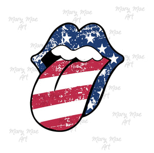 Mouth with tongue out Stars and Stripes  - Sublimation or HTV Transfer