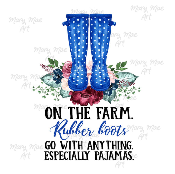 Blue Rubber Boots on the Farm - Sublimation Transfer