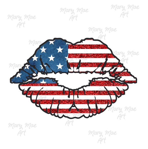 Patriotic Lips - Sublimation or HTV Transfer