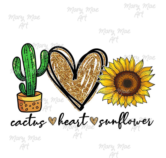 Cactus Heart Sunflower - Sublimation or HTV Transfer