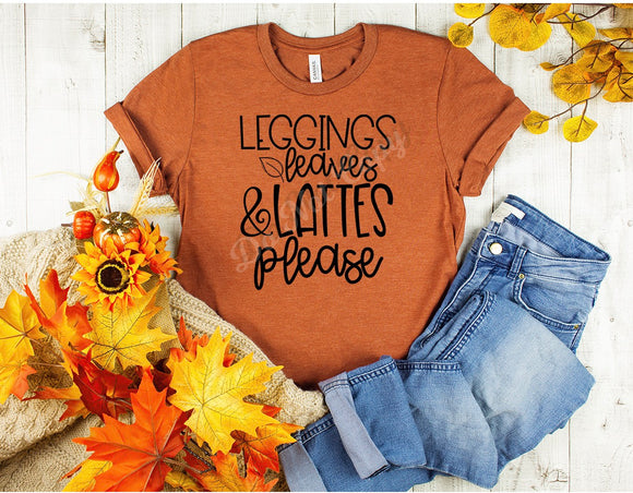 Leggings Leaves and Lattes Please - Screen Print Transfer