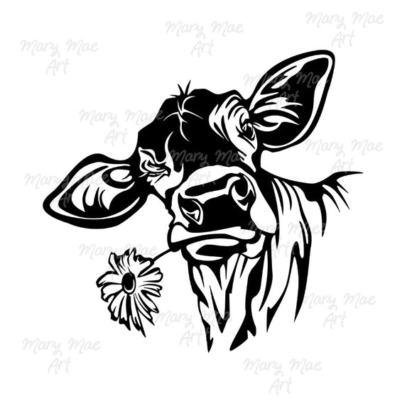 Cow with Dandelion - Sublimation or HTV Transfer