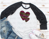 Love you, Leopard, Pink Plaid Hearts - Sublimation or HTV Transfer