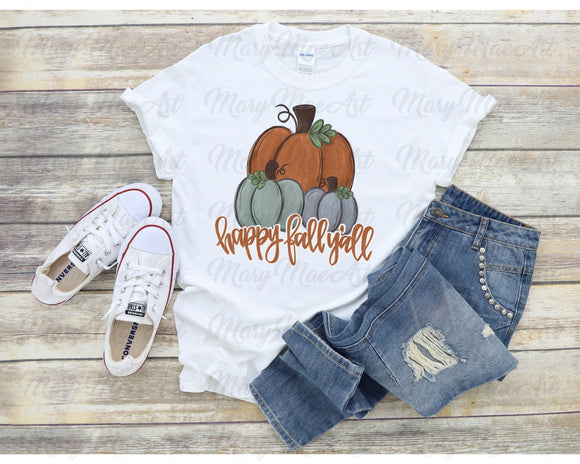 Happy Fall Y'all Pumpkins, Sublimation Transfer, Ready to Press