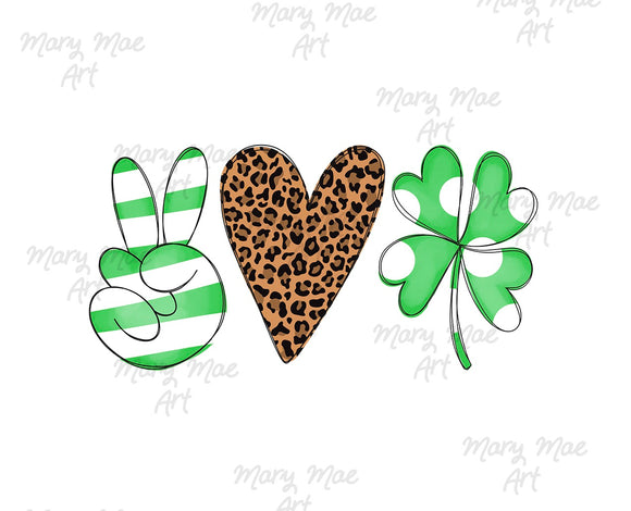 Peace - Love - St. Patrick's Day, Sublimation Transfer