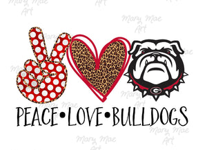 Peace Love Bulldogs, Sublimation Transfer