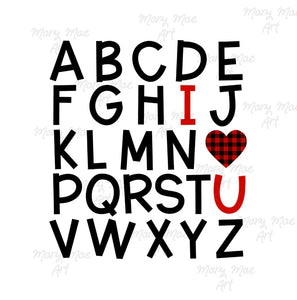 I Love You alphabet Plaid - Sublimation Transfer