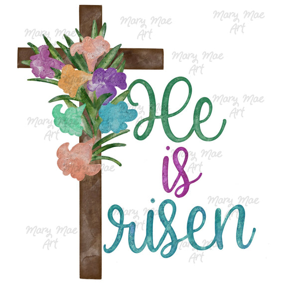 He is Risen Watercolor Cross - Sublimation Transfer